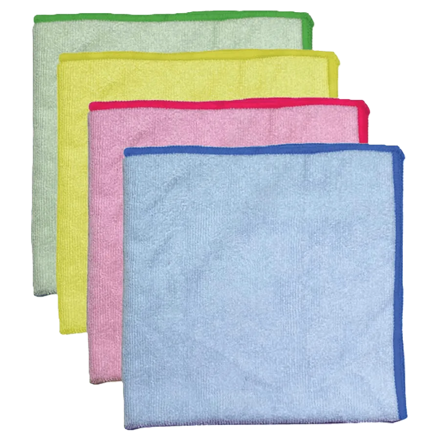A stack of colored microfiber towels